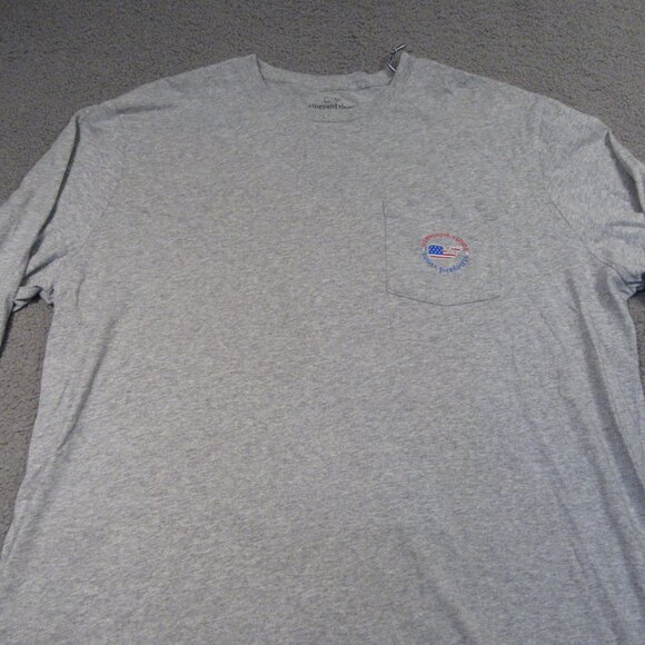 Vineyard Vines Mens Long Sleeve T-Shirt XLT Gray Patriotic American Flag Tee NEW - Picture 2 of 10
